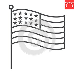 USA flag line icon