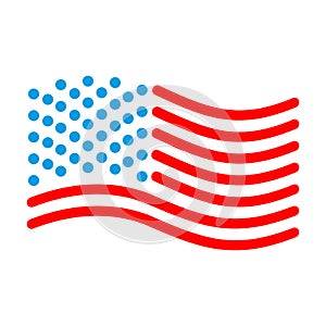 USA flag linear style. Sign of State United States. Symbol of Am