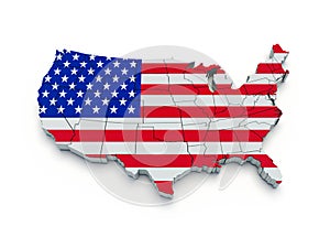 USA flag map. 3D
