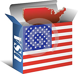 USA Flag Map in Box