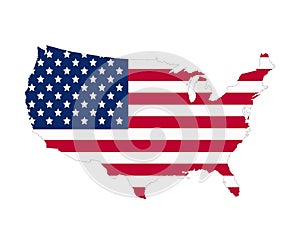 USA flag map contour. Flat style vector illustration.