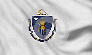 USA Flag of Massachsetts gently waving in the wind