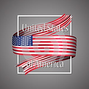 USA flag. Official national colors. United States of America 3d realistic ribbon. 4th July independence day. Waving vector