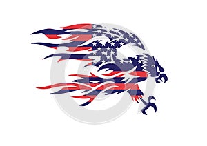 USA Flag Patriotic Eagle Bald Hawk Vector Logo