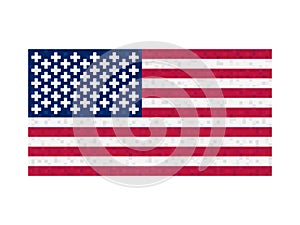 USA flag pixel art. 8-bit United States of America flag sign. Design for a festive banner and poster. Vector