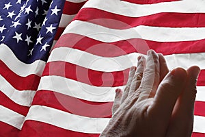 USA flag and prayer