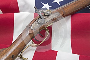 USA flag revolutionary antique rifle gun second amendment