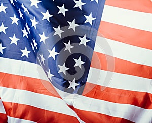 USA flag, selective focus,