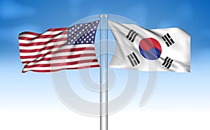 USA Flag with South Korea Flag