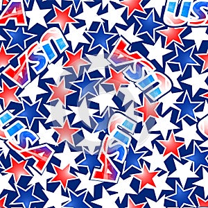 USA flag with stars and stripes seamless pattern