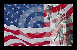 USA Flag and Statue of Liberty