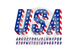 USA flag style font