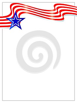 USA flag symbols waving ribbon border blank vector design template