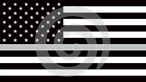 USA flag with a thin gray or silver line