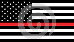 USA flag with thin a red line photo