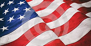 USA flag, US of America sign symbol background, closeup view