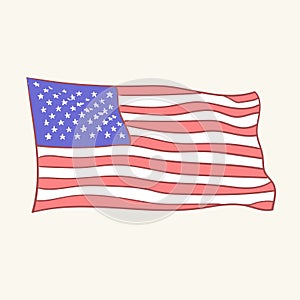 USA flag vector icon hand drawn style vector doodle design illustrations