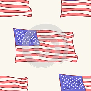 USA flag vector icon pattern, seamless, tile, background hand drawn style vector doodle design illustrations