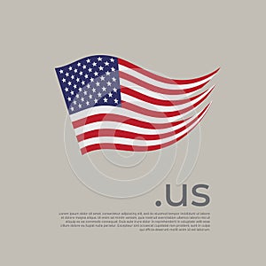 USA flag. Vector stylized us national poster design on light background. Wavy american flag painted abstract brush strokes with us