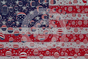 USA Flag through Water Droplets