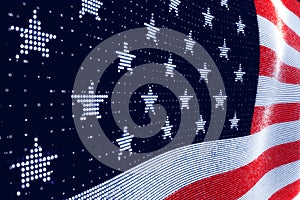 USA flag waving digital dots design. Independence Day modern background. Corporate concept American flag.