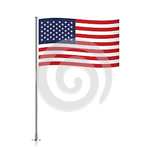 USA flag waving on a metallic pole.