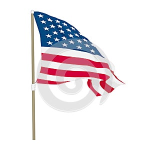 USA flag waving on the wind, Vector Illustration