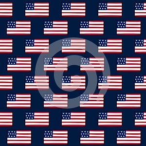 USA flags doodle seamless pattern. Vector background with US symbols. United States of America design elements