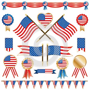 Usa flags and rosettes