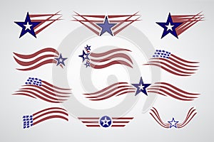 USA flags symbol logos set