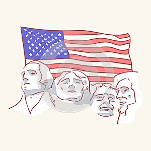 USA founding fathers flag hand drawn style vector doodle design illustrations
