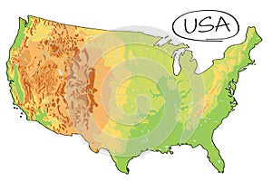 USA Geography map vector isolated on white background with message freehand