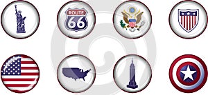 USA Glossy Icon Set