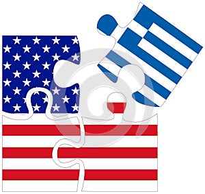 USA - Greece : puzzle shapes with flags