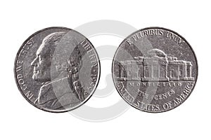 USA half dime nickel coin 25 cents with a portrait image of Thomas Jefferson photo