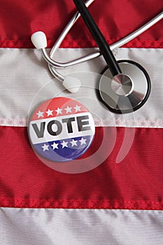 USA Heath Voting Pin on Flag