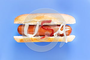 USA Hot Dog on blue background