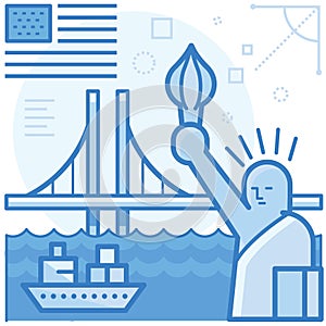 USA illustrationEditable stroke. Vector illustration. Eps10