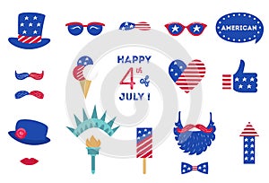 USA Independence Day 4 th of July Photo Booth Party Props of American Symbols