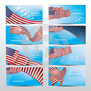 USA independence day banners collection. Vector illustration decorative design