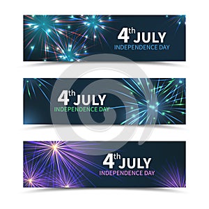 USA Independence day banners vector set with