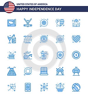 Spojené státy americké nezávislost modrý sada skládající se z 25 spojené státy americké piktogramy z jehla budova odznak spojené státy americké země 