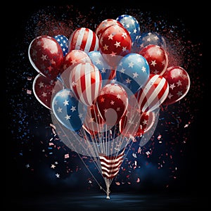 USA Independence Day. Composition of balloons and flags for a postcard or advertisement