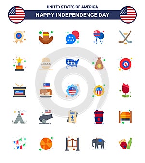 Spojené státy americké nezávislost byt sada skládající se z 25 spojené státy americké piktogramy z sentimentální spojené státy americké americký 