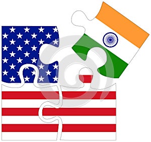USA - India : puzzle shapes with flags