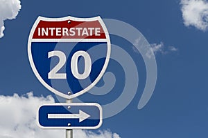 USA Interstate 20 highway sign