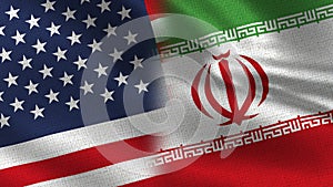 Usa Iran Realistic Half Flags Together