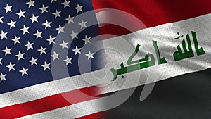 Usa Iraq Realistic Half Flags Together