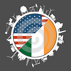 USA and Ireland industry concept