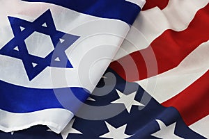 USA Israel. Photo American flag and Flag of Israel conveys the partnership photo
